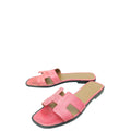 Hermes Pink Shiny Lizard Oran Sandal 37.5