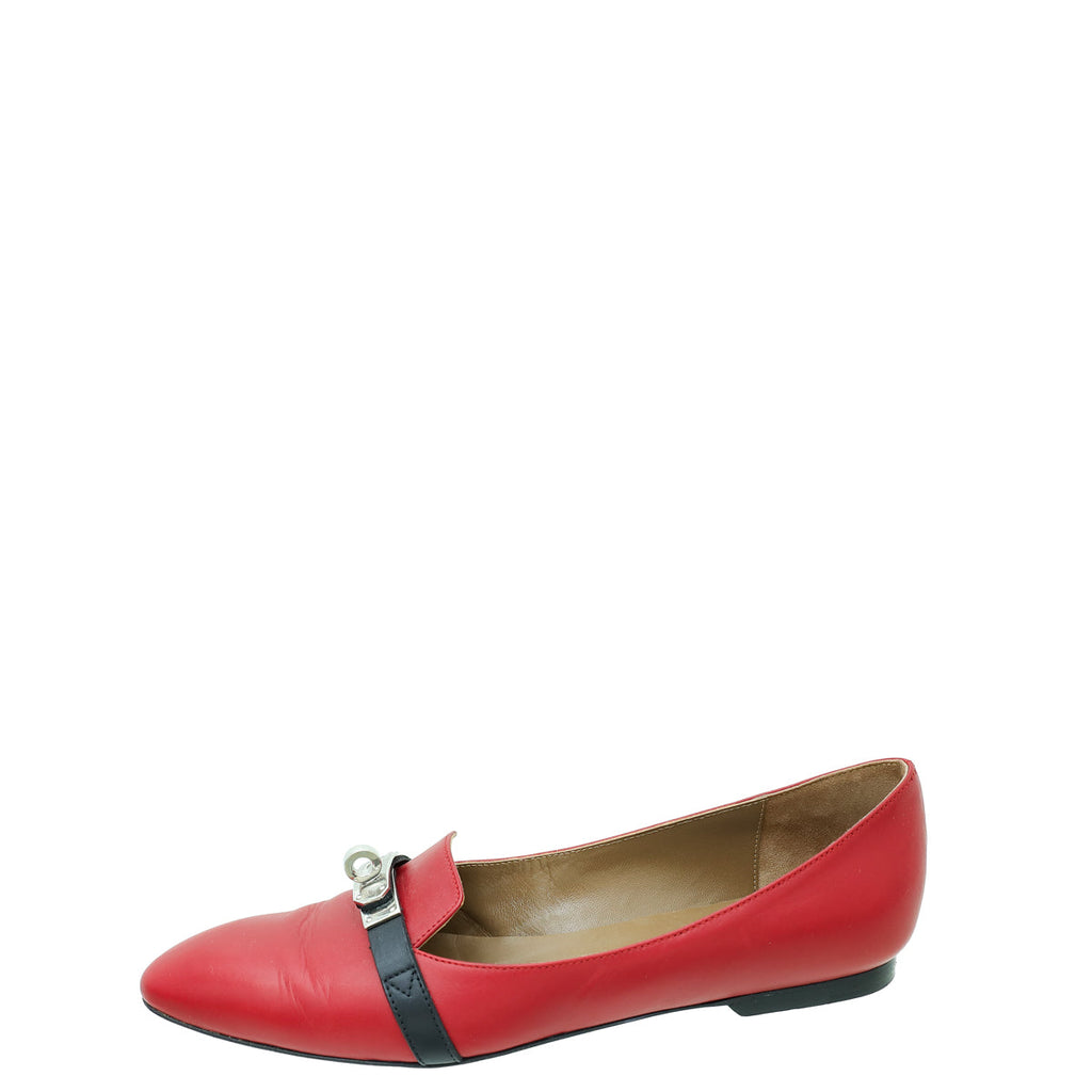 Hermes Dark Rouge Pegase  Kelly Flat Ballerina 37.5