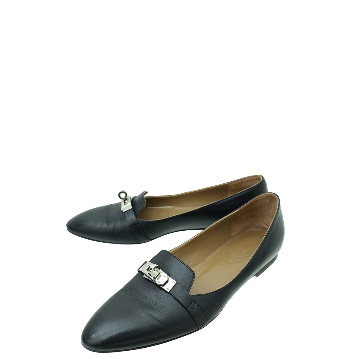 Hermes Noir Pegase  Kelly Flat Ballerina 37.5