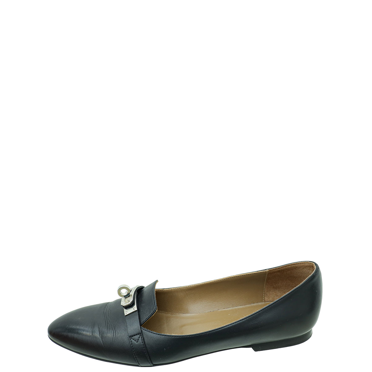 Hermes Noir Pegase  Kelly Flat Ballerina 37.5