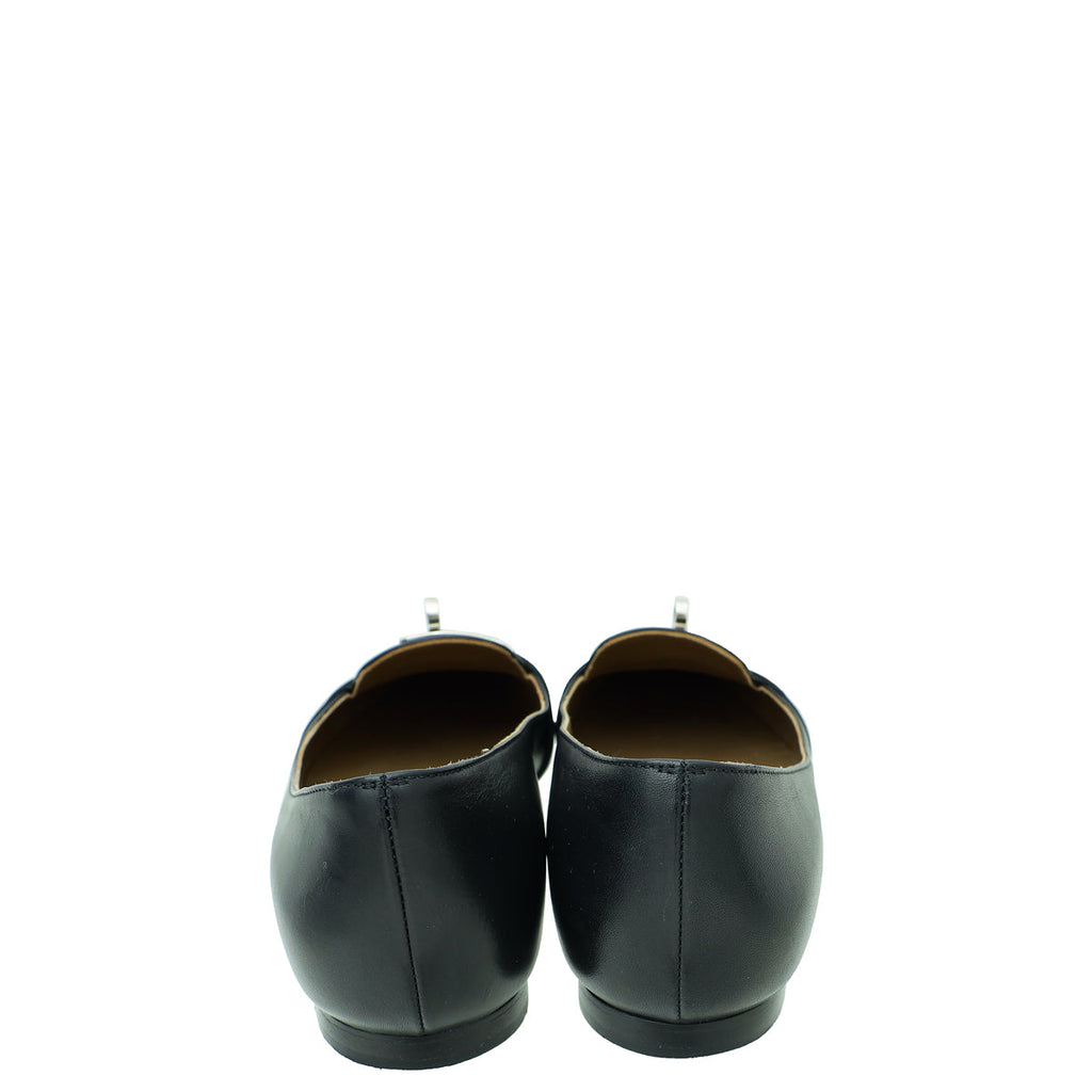 Hermes Noir Pegase  Kelly Flat Ballerina 37.5