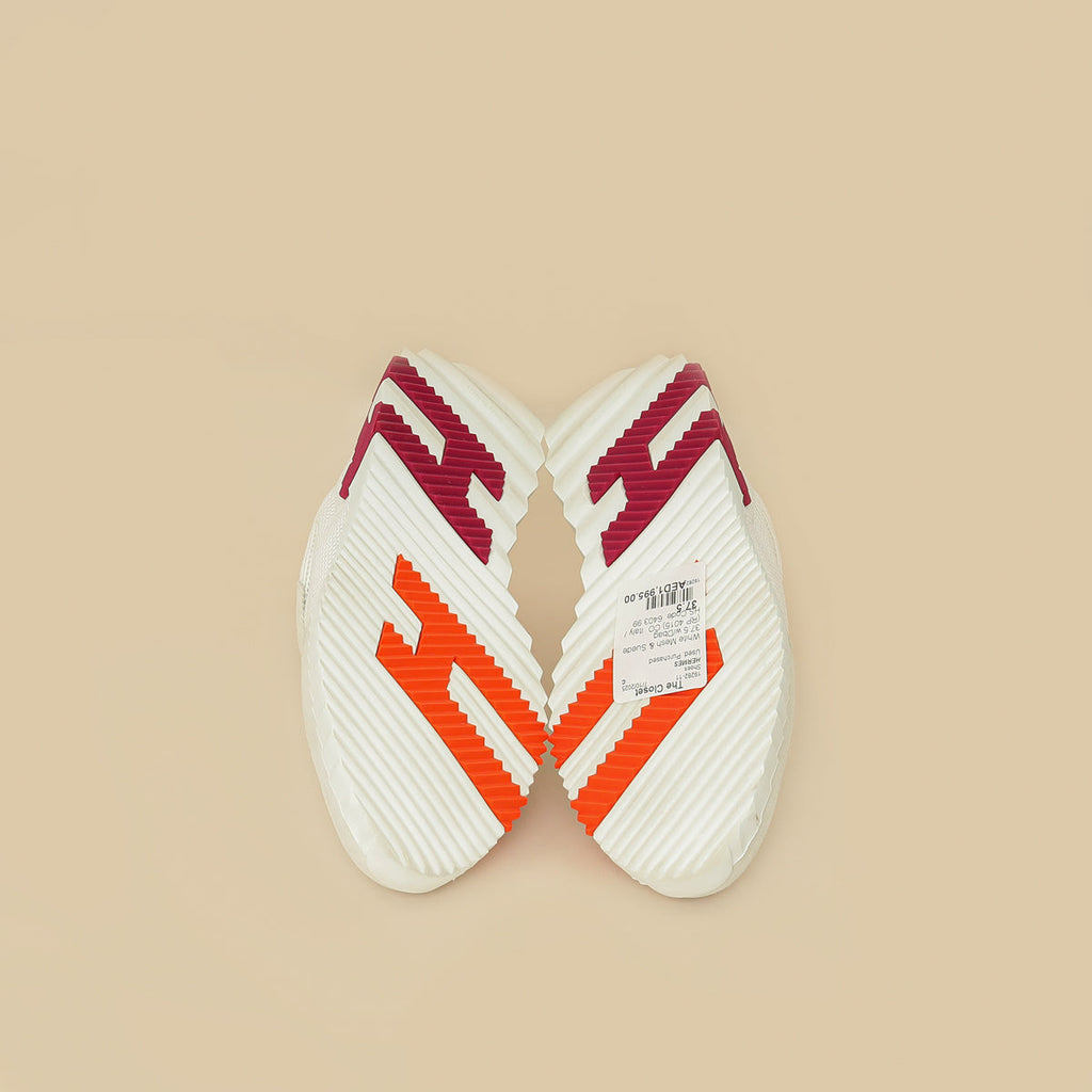 Hermes White Mesh Bouncing Sneakers 37.5
