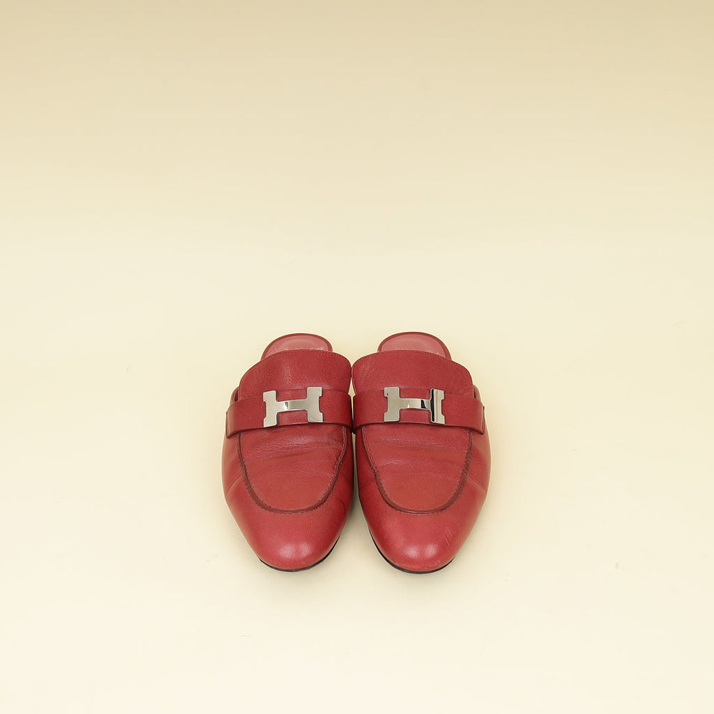Hermes Rose De Venise Trocadero Mules 37.5