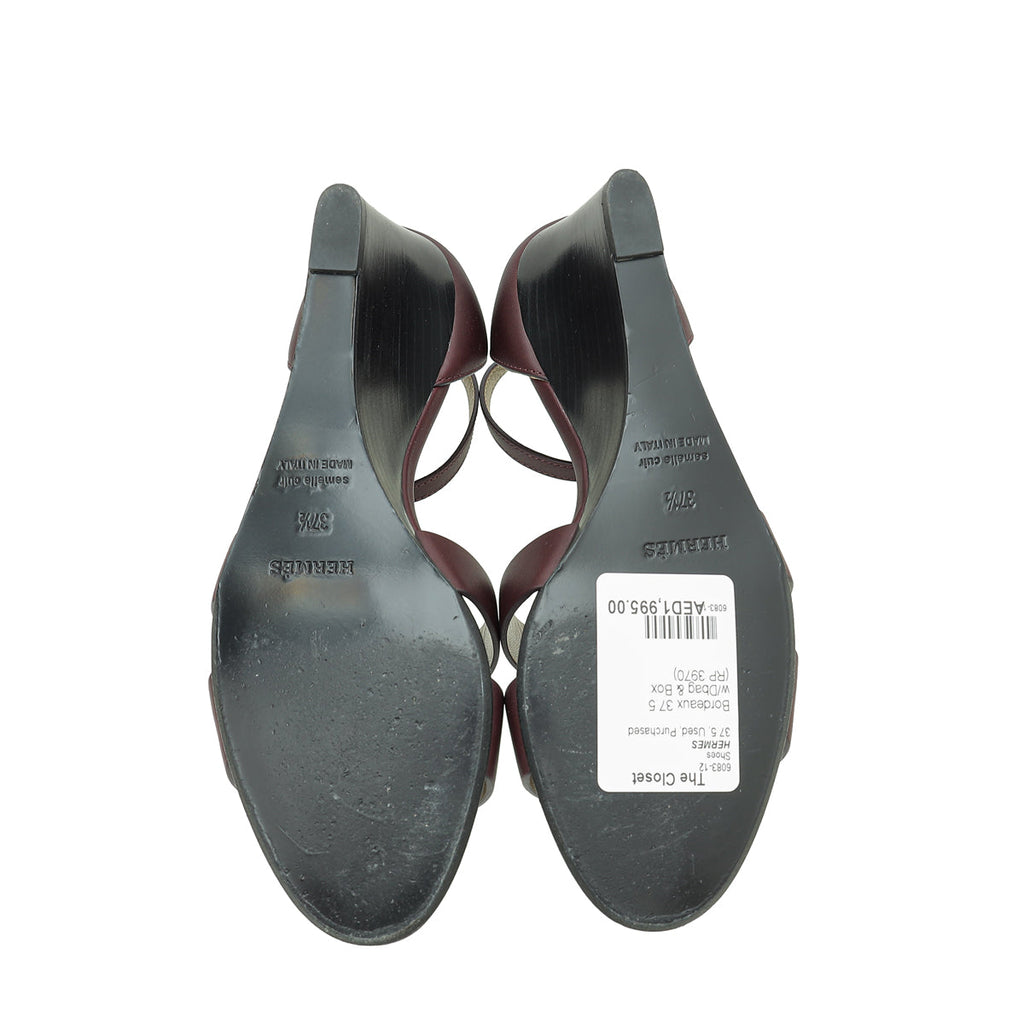 Hermes Bordeaux Legend Sandal 37.5