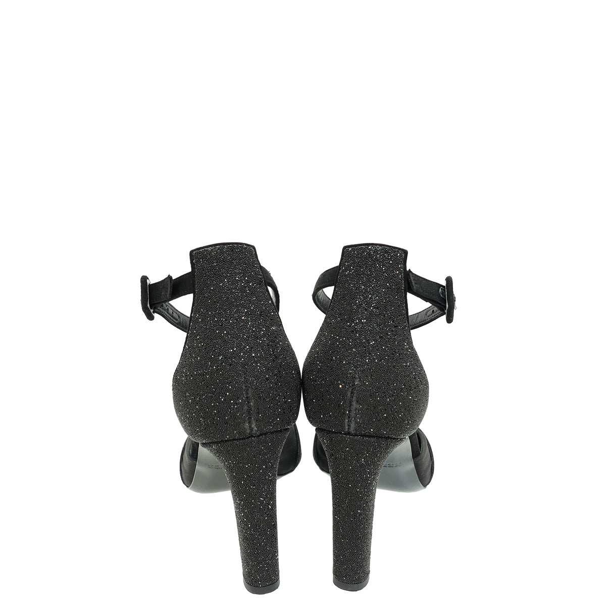 Hermes Noir Initiale Ankle Strap Heels 37.5