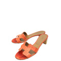 Hermes Orange Corail Matte Alligator Oasis Sandal 37.5