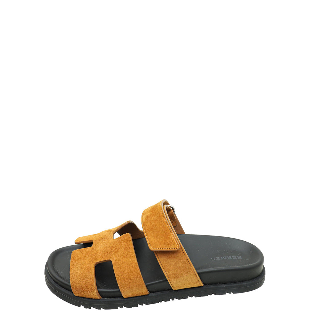 Hermes Natural Velours Chypre Sandals 37.5
