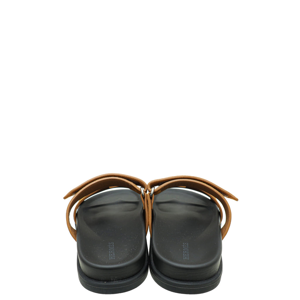 Hermes Natural Velours Chypre Sandals 37.5