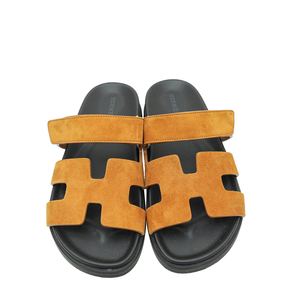 Hermes Natural Velours Chypre Sandals 37.5