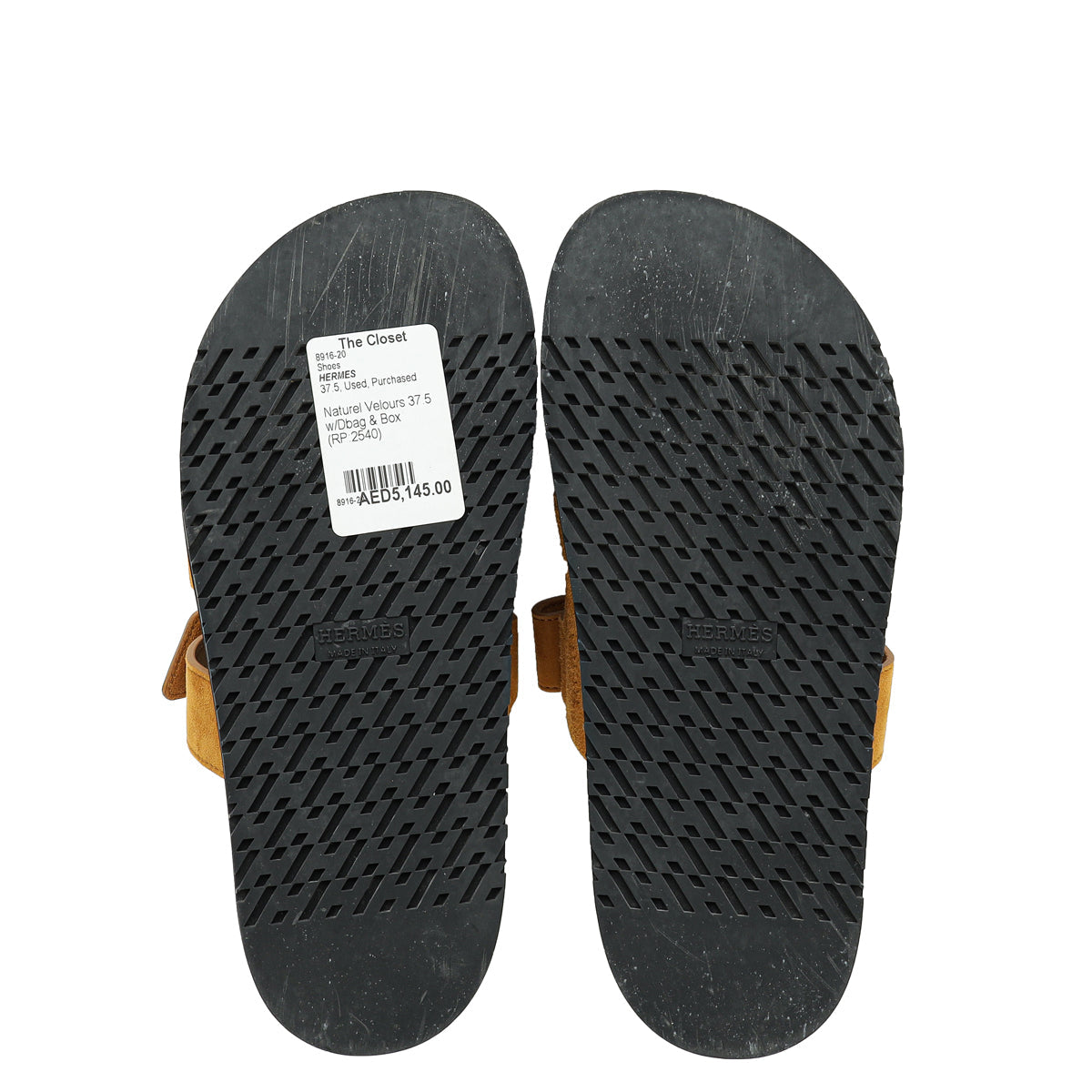 Hermes Natural Velours Chypre Sandals 37.5