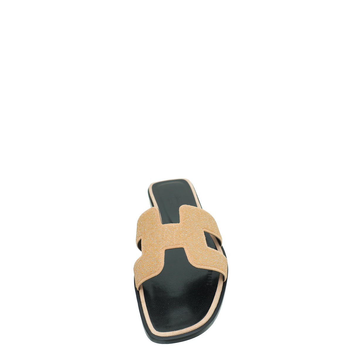 Hermes Beige Pink Oran Rhinestone Embellished Sandal 37.5