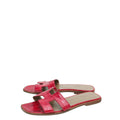 Hermes Rouge Crocodile Oran Patent Sandal 37