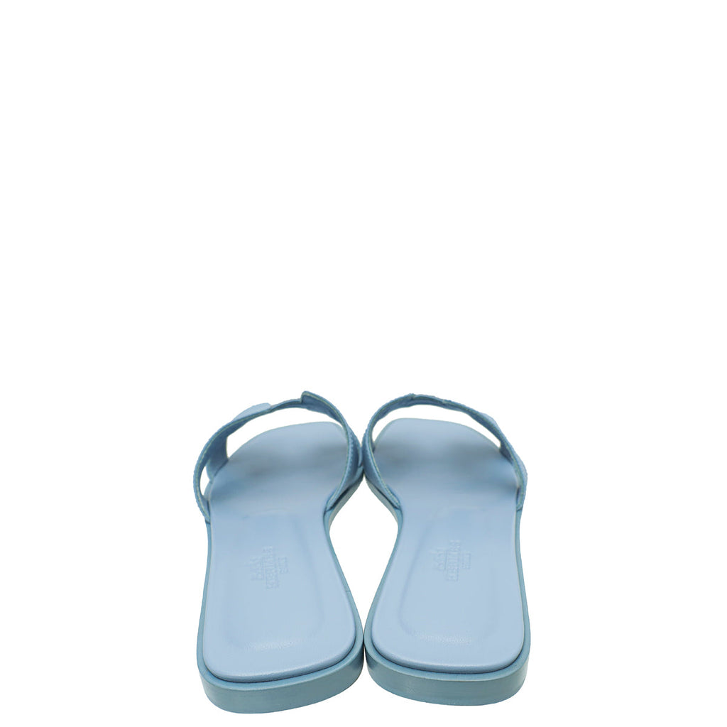 Hermes Bleu Faience Oran Sandal 37