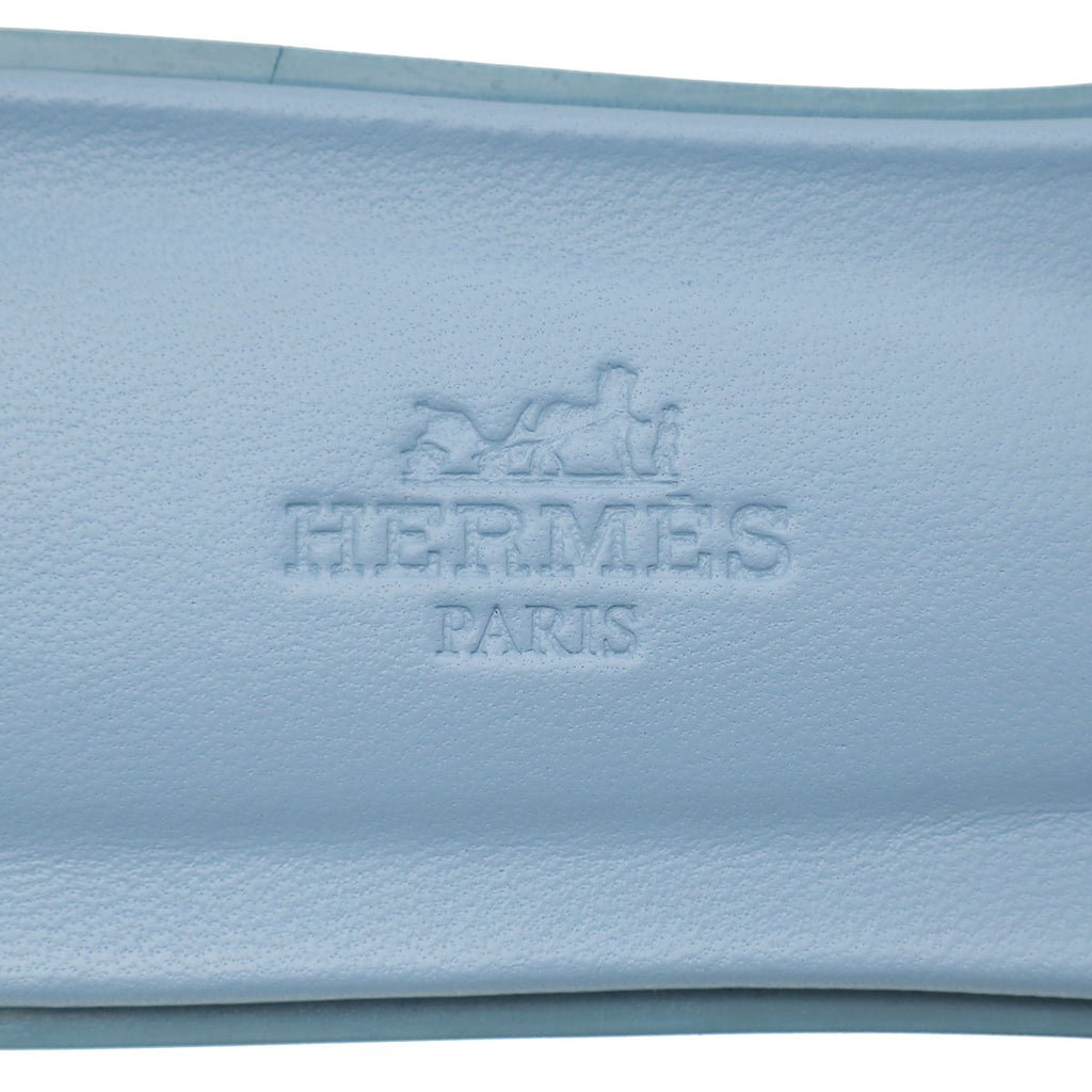 Hermes Bleu Faience Oran Sandal 37