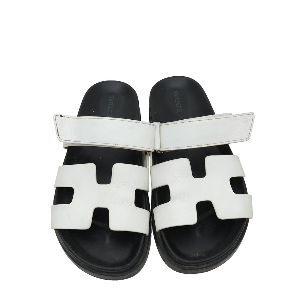 Hermes Blanc Chypre Sandal 37