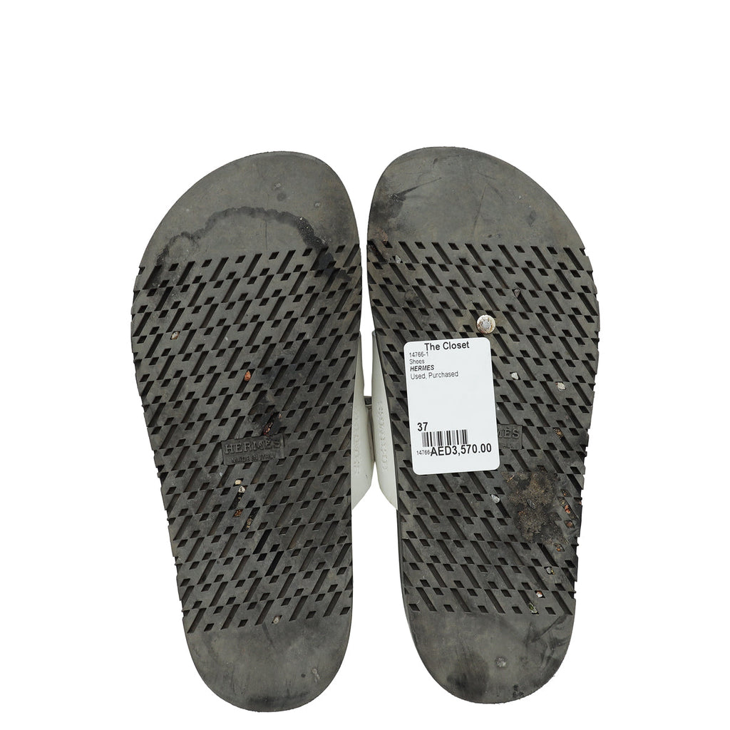 Hermes Blanc Chypre Sandal 37
