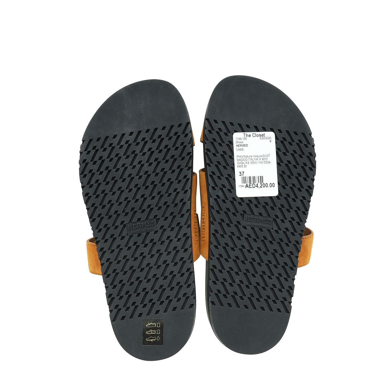 Hermes Natural Velours Chypre Suede Goatskin Sandal 37