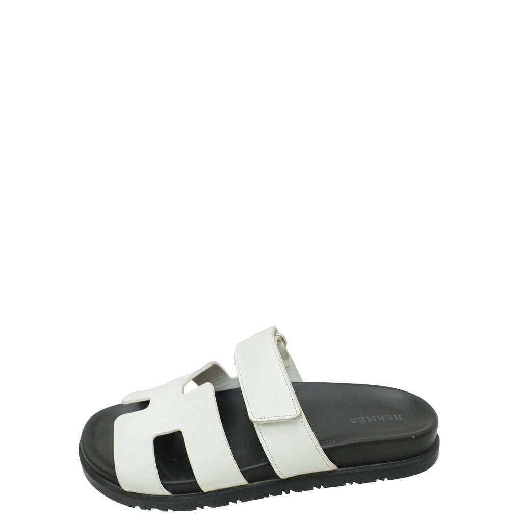 Hermes Blanc Chypre Sandals 37