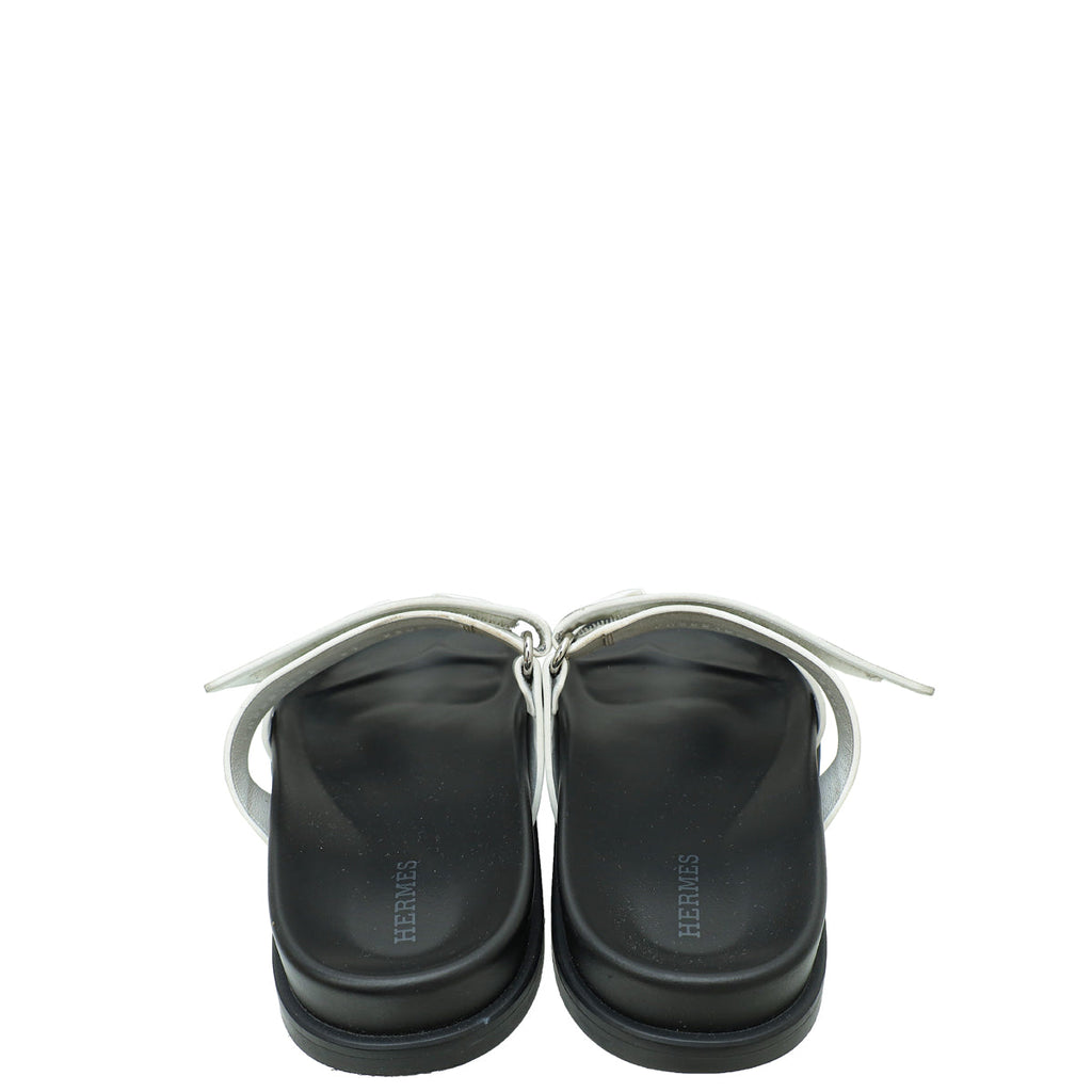 Hermes Blanc Chypre Sandals 37