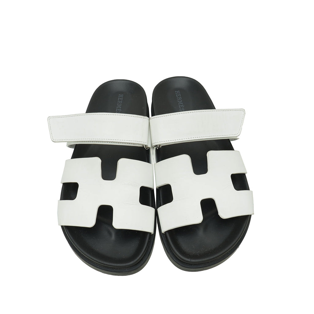 Hermes Blanc Chypre Sandals 37