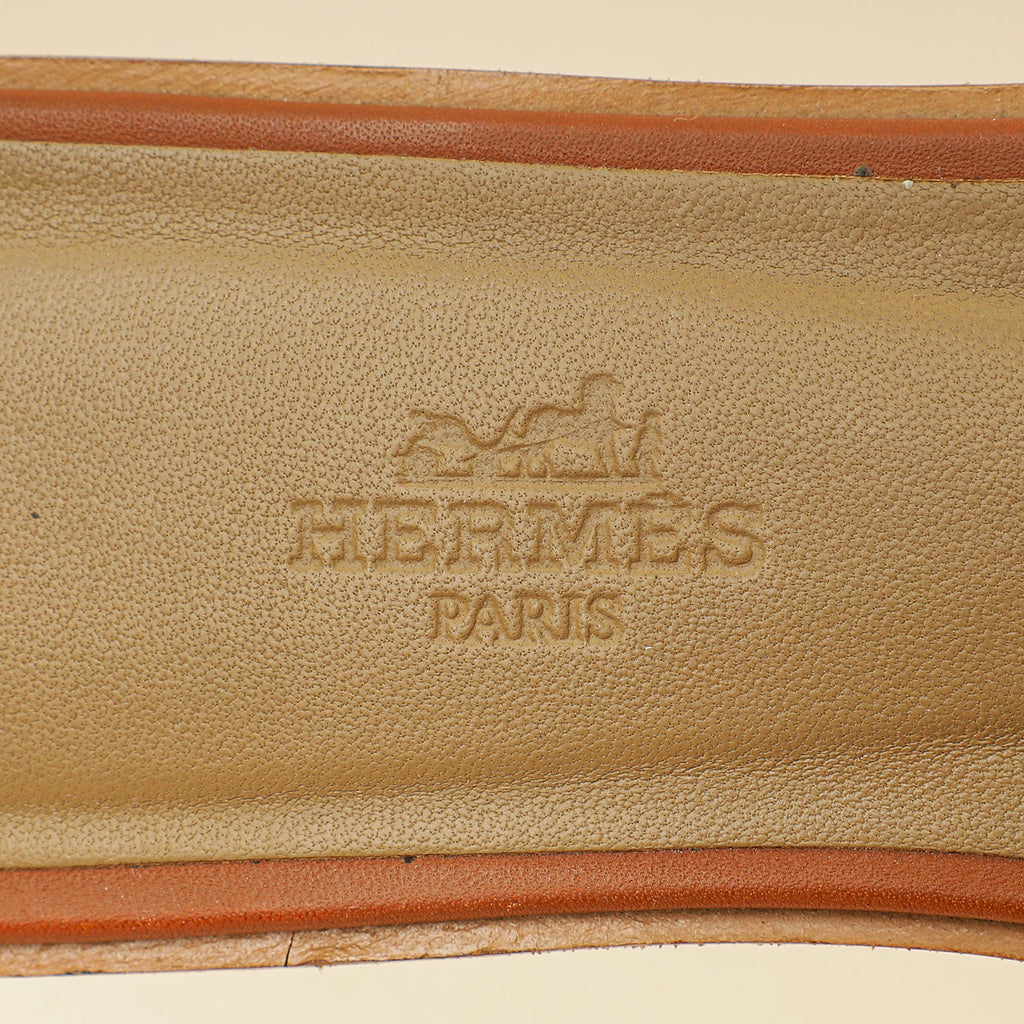 Hermes Gold Oran Sandals 37