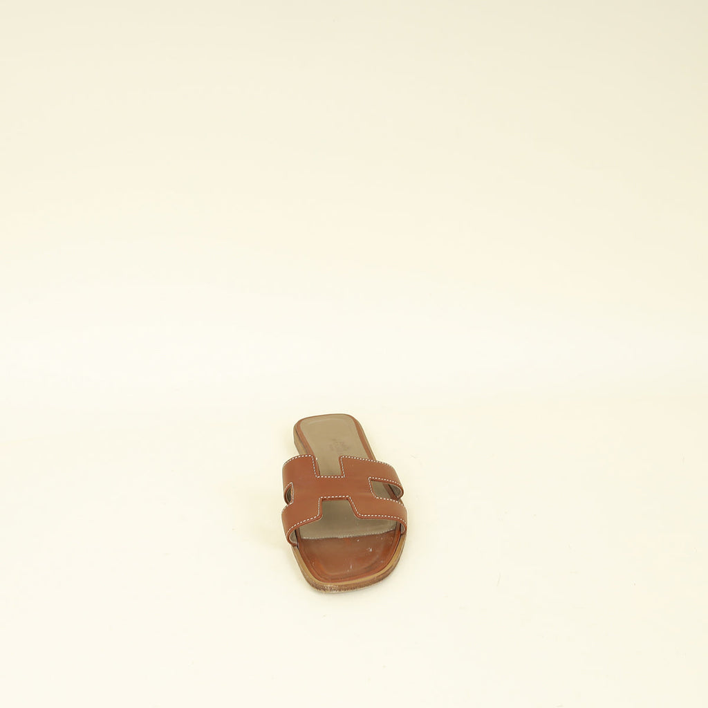 Hermes Gold Oran Sandal 37