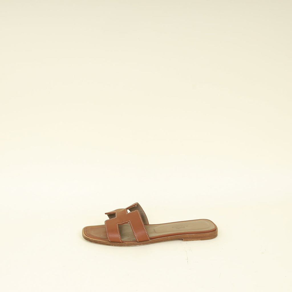 Hermes Gold Oran Sandal 37