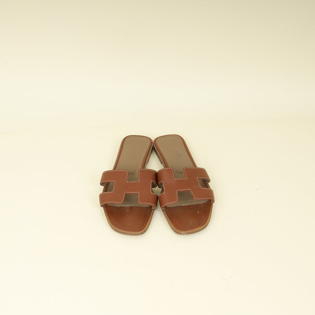 Hermes Gold Oran Sandal 37