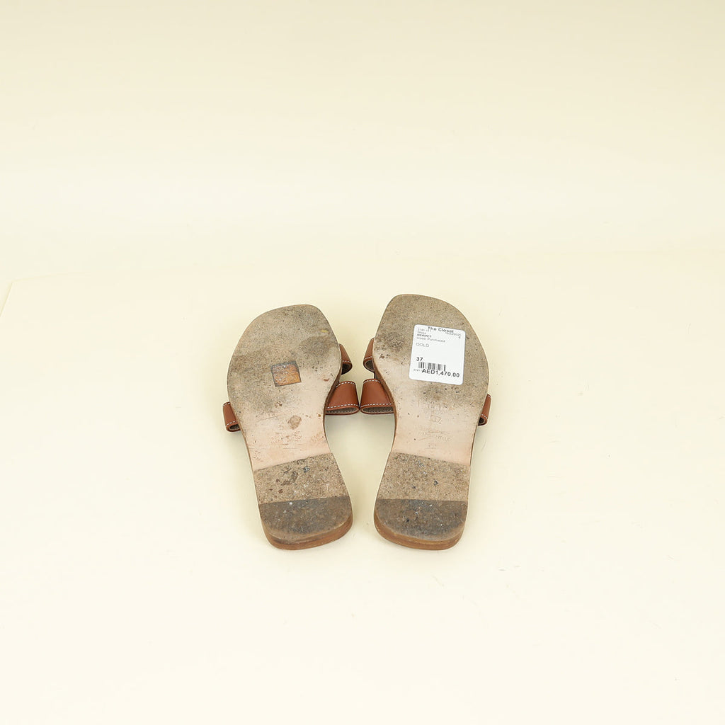 Hermes Gold Oran Sandal 37