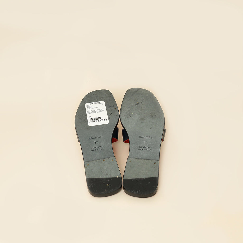 Hermes Bicolor Oran Sandals 37
