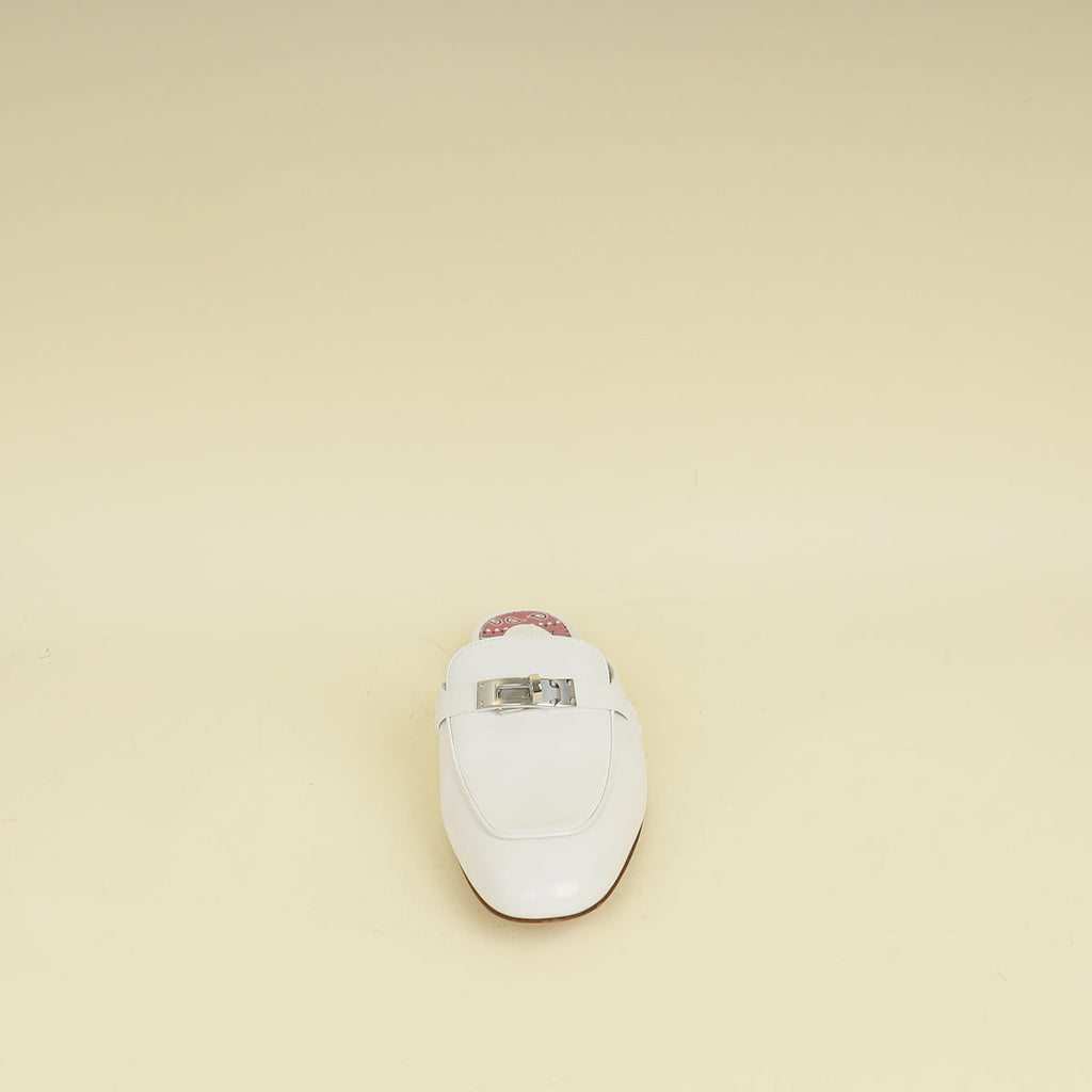 Hermes Blanc OZ Mules 37