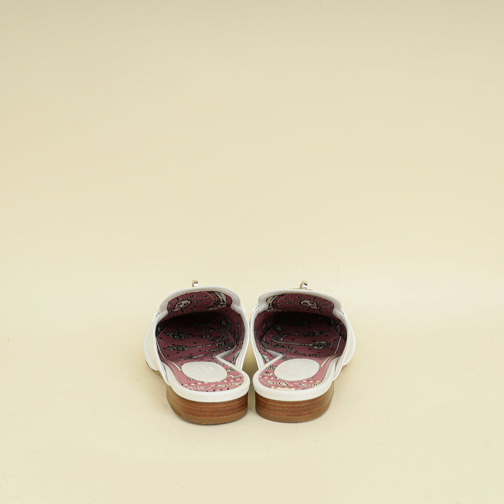 Hermes Blanc OZ Mules 37