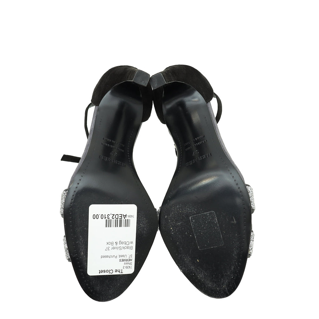 Hermes Bicolor Crystal Detail Premiere 105 Sandal 37