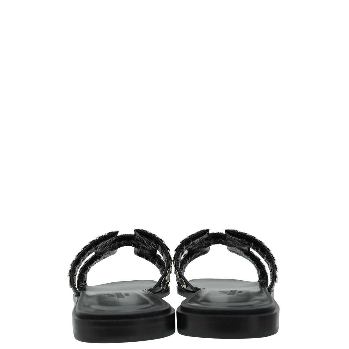 Hermes Noir Clou De Selle Oran Sandals 37