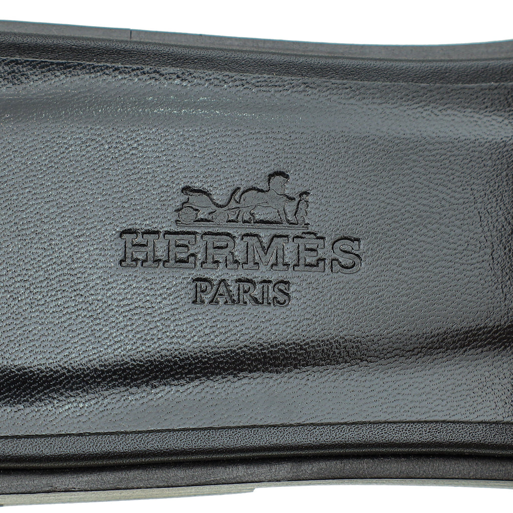 Hermes Noir Clou De Selle Oran Sandals 37