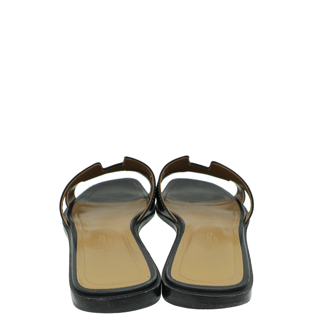 Hermes Noir Oran Sandal 37