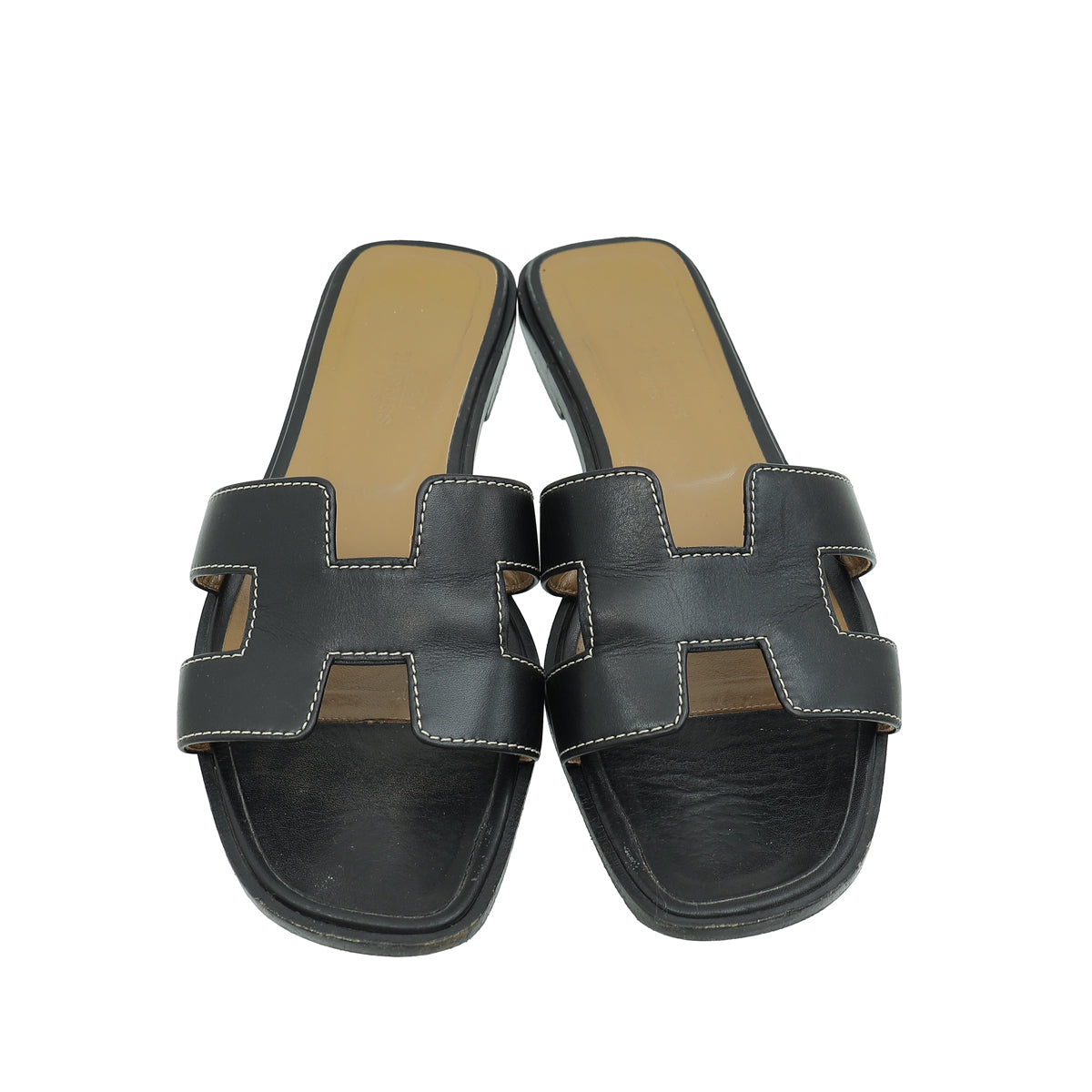 Hermes Noir Oran Sandal 37