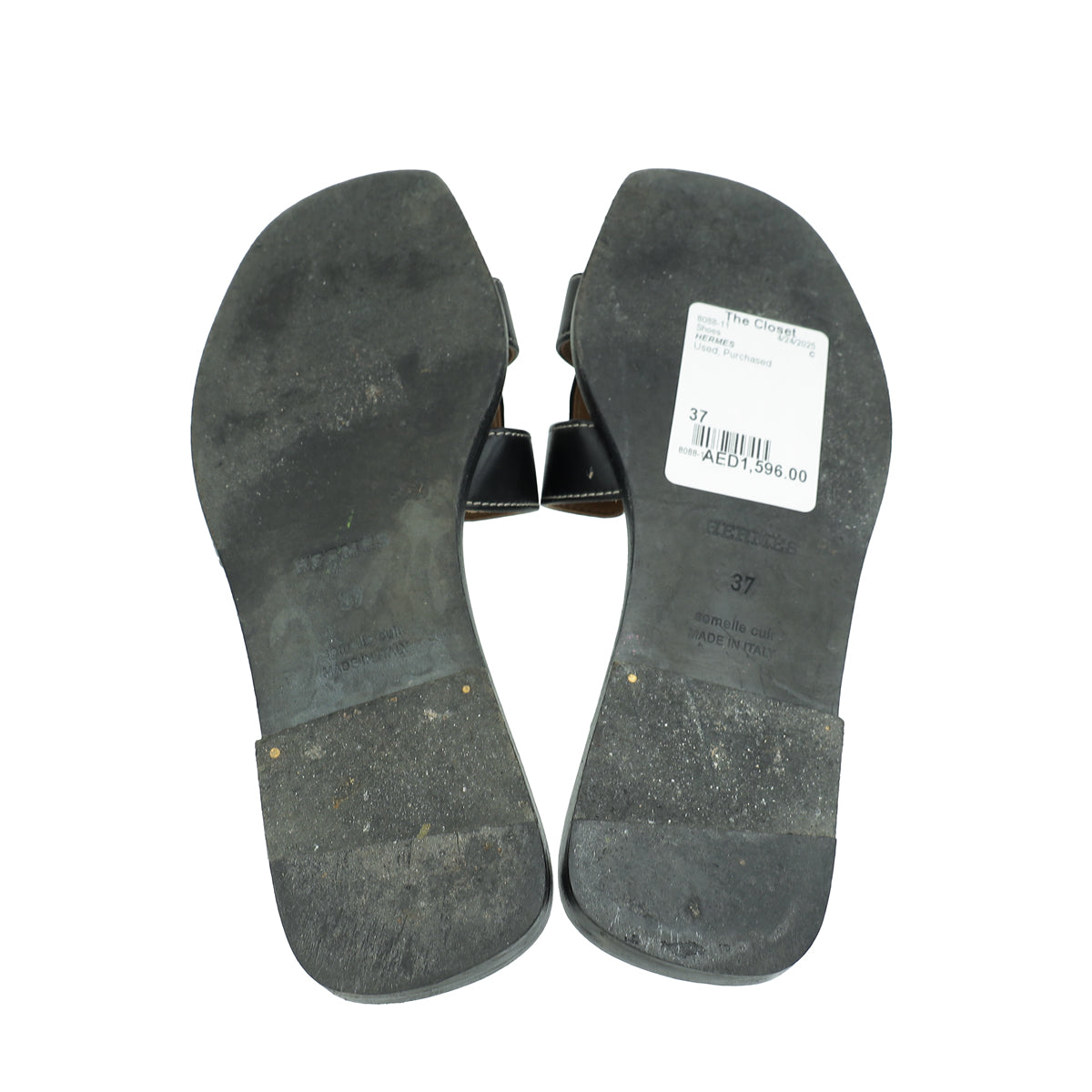 Hermes Noir Oran Sandal 37