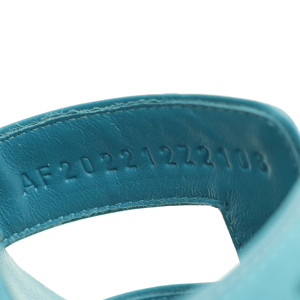 Hermes Bleu Vif Ostrich Oasis Sandal 37