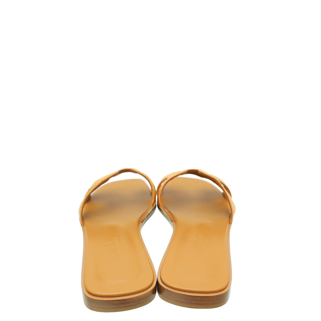 Hermes Cognac Ostrich Oran Sandal 37