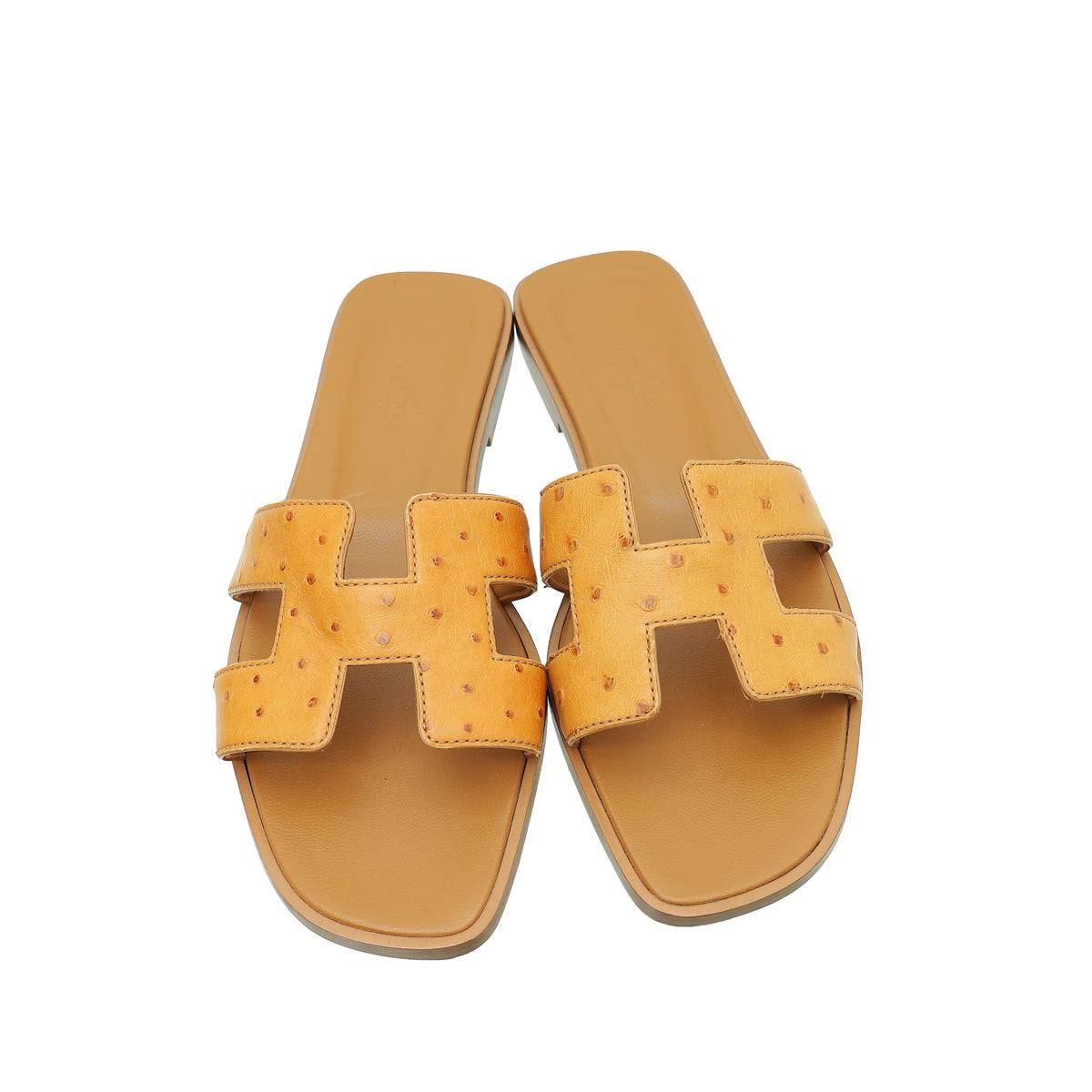 Hermes Cognac Ostrich Oran Sandal 37