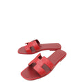 Hermes Rouge H Ostrich Oran Sandal 37