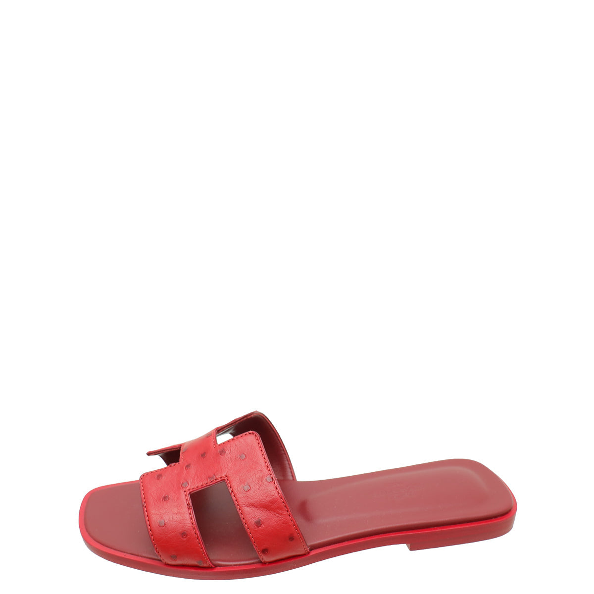 Hermes Rouge H Ostrich Oran Sandal 37