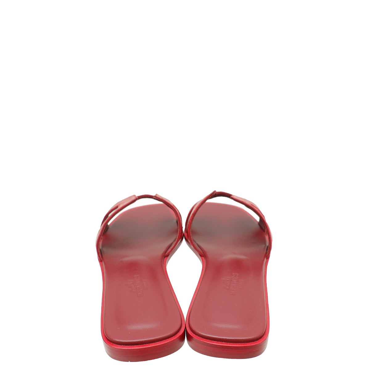 Hermes Rouge H Ostrich Oran Sandal 37