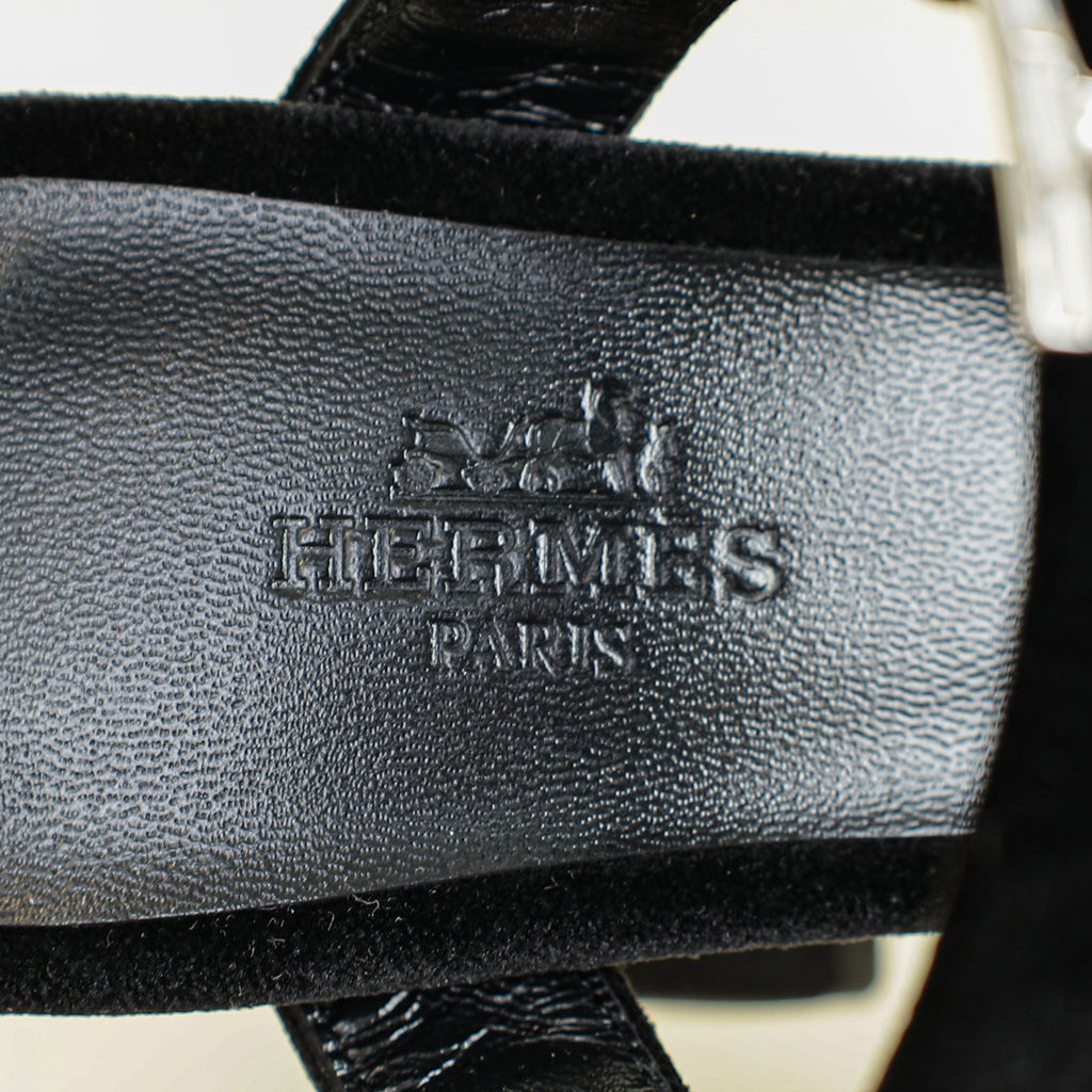 Hermes Noir Bossa Sandal 37