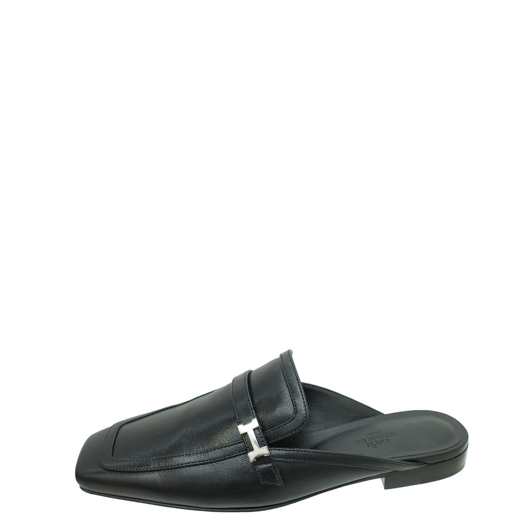 Hermes Noir Groupie Goatskin Mule 37