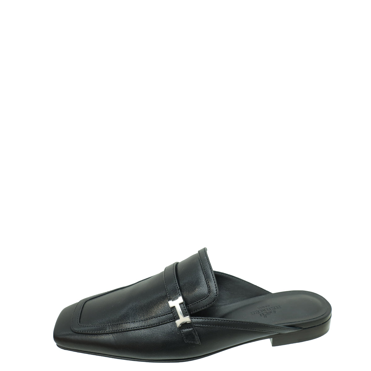 Hermes Noir Groupie Goatskin Mule 37