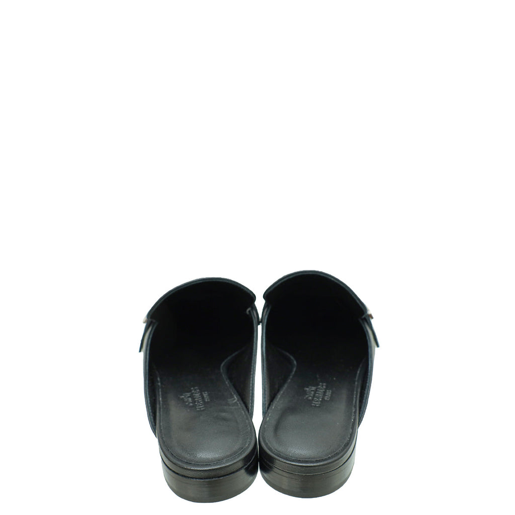 Hermes Noir Groupie Goatskin Mule 37