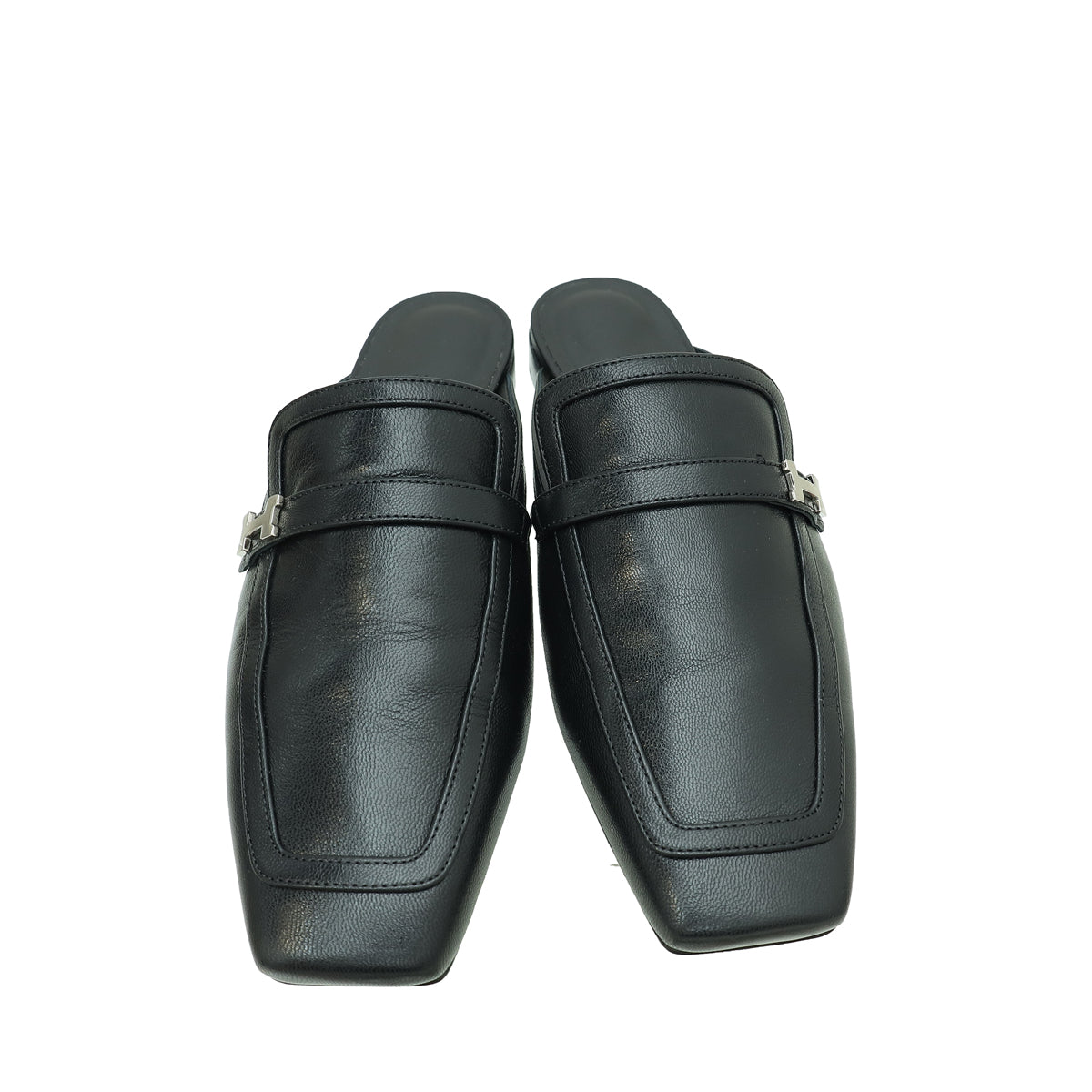 Hermes Noir Groupie Goatskin Mule 37