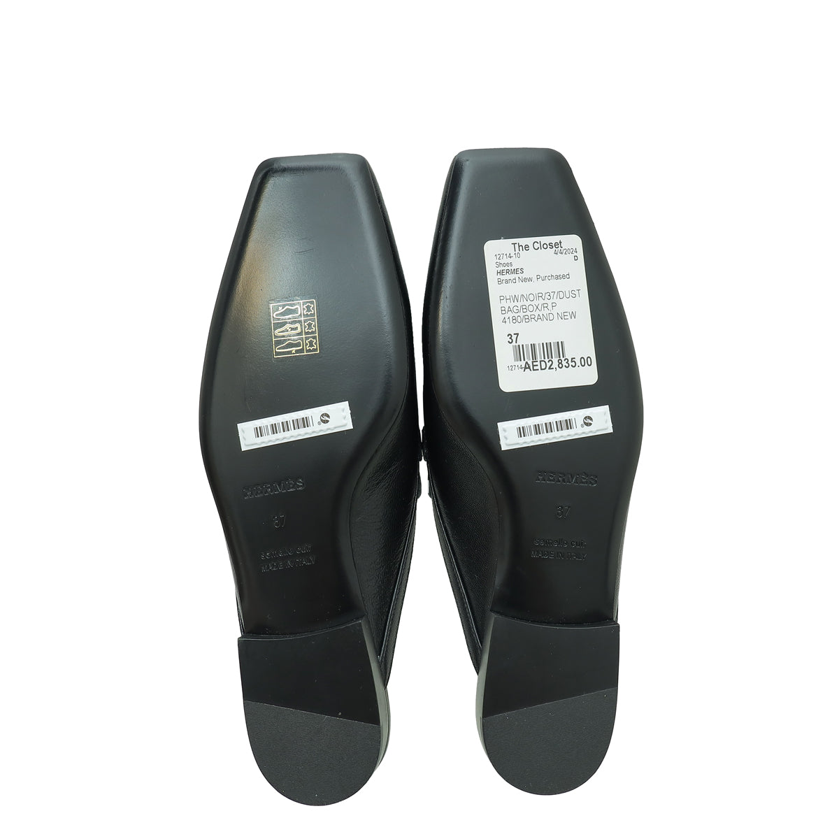 Hermes Noir Groupie Goatskin Mule 37
